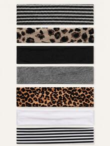 1/7 pezzi Fascia per capelli casual minimalista basic a pois & quadri per donna, adatta per fitness, yoga e incontri quotidiani, accessorio per acconciatura da donna - Multicolore - Visualizzare 4