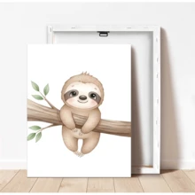 1pc Canvas Framed Baby Room Wall Art Decor, Animal Baby Poster, Sloth, Elephant And Zebra, Cute Baby Room Wall Decoration, Nordic Style, Jungle Theme Wall Decor, Ready To Hang, Suitable For Baby Crib Corner, Unisex Toddler Bedroom, Ideal Gift For Newborn Baptism, Wildlife Children's Room Accent Decor, Children's Room Decoration, Baby Room Poster, Kindergarten Decoration, Playroom Decoration, Gift, Party Decoration - Multicolor - View 4