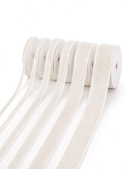 10mm White Flocked Ribbon, Solid Color Flocked Fabric Ribbon, Suitable For Gift Wrapping, Bouquet Decoration, Handmade Sewing Decoration, Wedding Party Decoration, DIY Hair Accessory Making And More