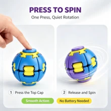 New Large Printed Ball, Press & Spin Stress Relief Toy, Multi-Function Handheld , Relieves Anxiety, Ideal Desktop Toy And Gift For Teens And Adults, Press & Spin Fidget Ball - Multicolor - View 4