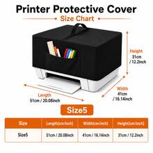 Printer Protective Cover-5 Sizes Available, 2 Colours(Black/Grey), Heavyweight 300D Oxford Fabric, The Bottom Features A Drawstring Design, Front Storage Pocket. Suitable For Printer(Only The Protective Cover) - Black - View 16