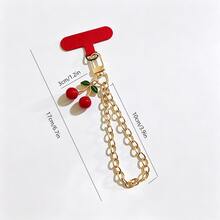 1pc Cute Cherry Keychain Phone Strap, Cherry Phone Charm Lanyard, Girly Style Phone Chain Pendant Accessory - Red - View 3