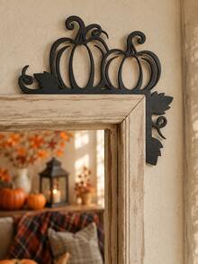 1pc Halloween Black Pumpkin Door Corner Decor, Pumpkin Vine Door Frame Hanging Ornament, Black Pumpkin Wall Corner Pendant, Halloween Door Header Decoration, Pumpkin Shaped Door Decor, Autumn Pumpkin Wall Hanging, Door Side Corner Decoration, Pumpkin Leaf Wall Decor, Haunted House Theme Decoration, Halloween Entrance Arrangement, Door Frame Top Decoration, Living Room Entrance Wall Accent, Hallway Doorway Hanging Decor, Window Corner Decoration - Door Frame Decoration Q - View 2