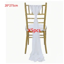 10pcs Elegant White Chiffon Chair Sash Set (Only Mesh, No Floral Accessories), Suitable For Wedding Aisle Chair Back Decoration, Church Chiffon Banquet Ceremony Reception Chair Set, Photography Props, Birthday Party And Home Decor - White - View 10