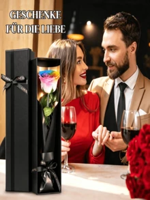 مجموعة هدايا ورود محفوظة بألوان قوس مع السيقان – عرض زهري ملون وطويل الأمد؛ هدية زهرية إبداعية لأعياد الميلاد والذكرى السنوية؛ هدية مدروسة للصديقات والزوجات والأمهات في المناسبات الخاصة - قوس  1 قطعة - مشاهدة 4