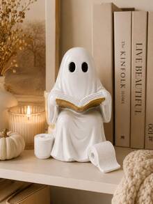 Funny Ghost Toilet Statue, Halloween Bathroom Decor, Resin Reading Ghost Figurine, Suitable For Toilet Tank, Countertop And Shelf, Cute Spooky Home Decor, Farmhouse Style Bathroom Ornament, Autumn Holiday Party Decoration, Novelty Gift For Women, Gothic Style Autumn Decor - A - View 7