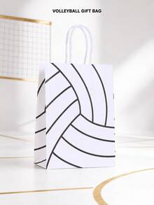 6pcs Volleyball Gift Bags With Handles, Sports Ball Pattern Packaging, Suitable For Birthday, Team Celebration, Competition, School Event, Shopping, Gift Wrapping, Party Favors And Sports Gift Supplies - Multicolor - View 2
