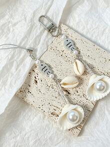 Summer Ocean Shell & Conch Phone Lanyard, Suitable For Phone Cases, Handbags And Keys, Unisex, Perfect Birthday And Summer Vacation Gift For Girls - Silver - View 1