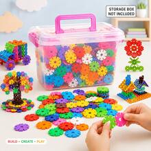 50/100/200pcs Colorful Snowflake Building Blocks Set With Storage Box, 3cm Letter Interlocking Plastic Discs, STEM DIY Creative Construction And Stacking Puzzle Toy, Educational Gift For Children To Develop Fine Motor Skills, Party Favor, Kids Party Gift - Multicolor - View 11