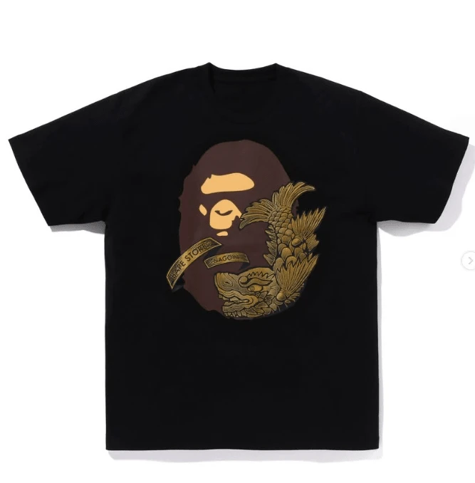 Ape Head Graphic Tee,Camiseta con Gráfico de Cabeza de Simio, Estilo Urbano Vintage para Uso Diario, Cuello Redondo de Algodón Suave, Camiseta Básica Unisex de Verano - Negro - Ver 1