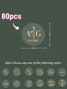 1/10/20/40/80/160/320pcs Custom Gold Foil Botanical Wedding Stickers, Personalized Gold Wedding Favour Labels, 4-6cm,Various Patterns,Clear Wedding Envelope Seals,Clear Wedding Stickers With Gold Foil,Infinity For Wedding Favors, Cups Labels Stickers - Multicolor - View 23