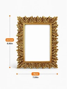 1件復古金葉壓紋相框，歐式3D枝葉桌面相框，適用於客廳、臥室、玄關及婚禮家居裝飾禮品 - 彩色 - 查看 8