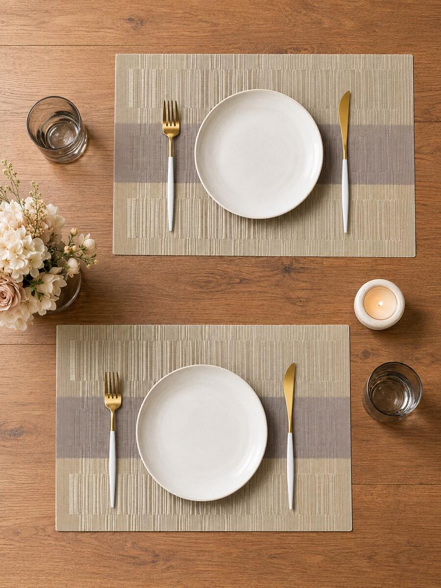 4pcs/6pcs Vinyl Placemats, Japanese PVC Placemats, Waterproof Slip Resistant Heat Insulation Placemats For Restaurants - 45*30CM - View 1