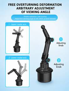 Universal Car Cup Holder Phone & Tablet Mount, Telescopic Rotating Cup Slot Navigation Stand With Spring Tension Clip, Anti-Slip & Anti-Vibration, Compatible With Smartphones, GPS And Tablets Up To 12 Inches, Car Interior Accessory - Cup Holder Bracket - View 8