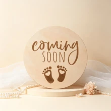 We're Expecting! 圓形木製公告牌，黑色 3D 字母裝飾，懷孕拍照道具，準媽媽禮物，嬰兒洗禮禮物，懷孕公告，嬰兒洗禮裝飾，性別揭曉派對裝飾 - 黑色 - 查看 10