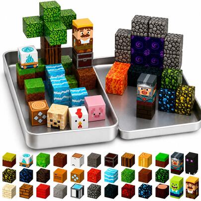 48/100/200/300pcs Magnetic Building Blocks With Iron Box 0.78 Inch Magnetic Tiles The End The Nether The End Portal Forest Series Iron Box Building Blocks Toy Set STEM Education Sensory Toys 2026 Children's Toys Gift Suitable For Boys And Girls Aged 3 And Above
