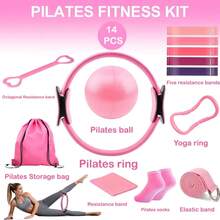 14-Piece Pilates Starter Set For Home Workout, Essential Pilates Equipment Set For Women Beginners, With Mini Yoga Ball, 14-Inch Pilates Ring, Resistance Band And Accessories - Multicolor - View 15