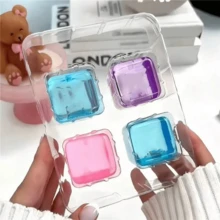 4pcs/Set Transparent Ice Cube Squeeze Toy, Jelly-Like Clear Ice Cube Shape Macaron Multi-Color Options, Transparent Jelly Shell With Delicate Fluid Inner Core, Soft And Bouncy Pressing, Smooth Squeezing And Kneading To Release Anxiety, Popular Stress Relief Toy - Multicolor - View 4