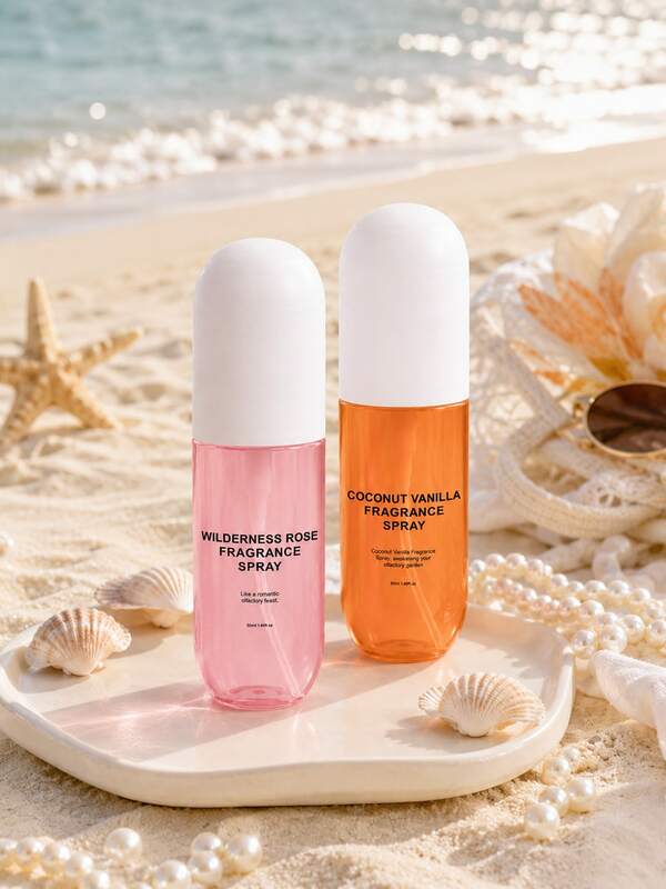 1 Bottle 50ml Fragrance Spray, Featuring Long-Lasting Vanilla-Coconut-Rose Summer Scent; Portable Design; Fashionable Air Freshener Spray, Suitable For Clothing, Indoor/Outdoor Spaces And Home