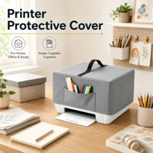 Printer Protective Cover-5 Sizes Available, 2 Colours(Black/Grey), Heavyweight 300D Oxford Fabric, The Bottom Features A Drawstring Design, Front Storage Pocket. Suitable For Printer(Only The Protective Cover) - Black - View 7