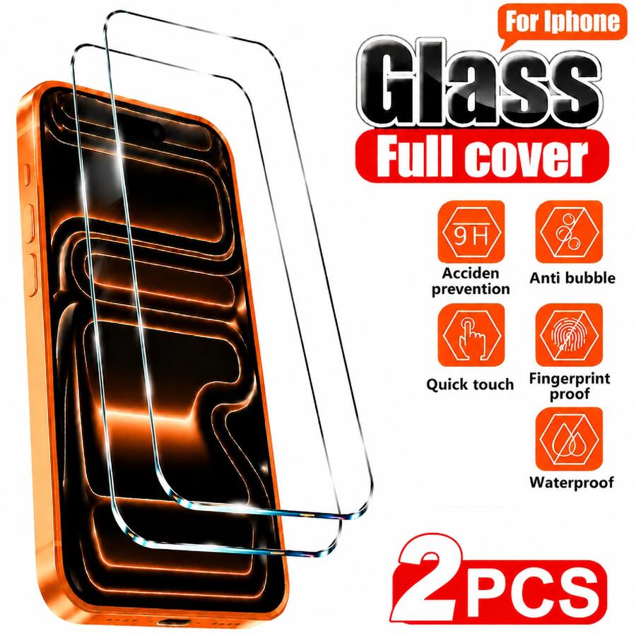 2PCS Ultra Clear 9H Tempered Glass Screen Protector For IPhone 17/16 Pro Max/16 Pro/16 Plus/16/15 Pro Max/15 Pro/15 Plus/15/14 Pro Max/14 Pro/14 Plus/14/13 Pro Max/13/12 Pro Max/12/11 Pro Max/11/XR/XS Max/XS, Full Screen Coverage Shield, HD Crystal Display, Fingerprint Resistant Coating, Scratch Guard Surface, Bubble-Free Easy Installation, Smooth Touch Feel, Slim Transparent Fit - Clear - View 1