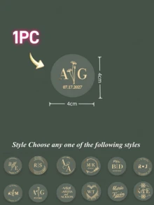 1/10/20/40/80/160/320pcs Custom Gold Foil Botanical Wedding Stickers, Personalized Gold Wedding Favour Labels, 4-6cm,Various Patterns,Clear Wedding Envelope Seals,Clear Wedding Stickers With Gold Foil,Infinity For Wedding Favors, Cups Labels Stickers - Multicolor - View 19