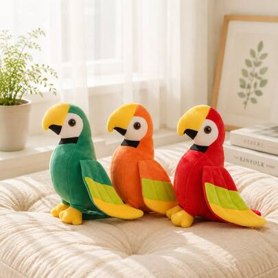 Cute Parrot Plush Doll, Soft Plush Filled Macaw Parrot Plush Doll, Realistic Bird Plush Doll, Room Decor, Birthday Gift For Kids, Christmas Gift, Car Decoration