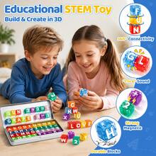 80pcs Magnetic Number & Letter Blocks Set, DIY Magnetic Cube Building Set With Storage Tin Box, STEM Learning Educational Interactive Fingertip Toy, Travel Portable Puzzle Toy, Suitable For Children's Birthday Gift, Christmas Stocking Stuffer, Back To School Gift - Multicolor - View 9