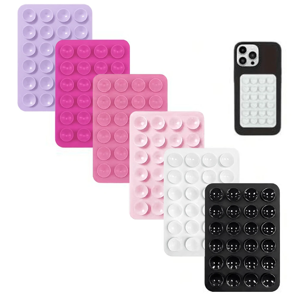 6pcs Silicone Suction Cup Phone Stickers, Strong Adhesion, Firmly Attach To Various Smooth Surfaces; Self-Adhesive, Washable And Reusable, Multifunctional Phone Stand Function, Compatible With All Phone Models