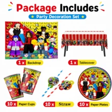 ROBLOX 32件套生日派对礼品套装，户外派对用品，礼品纸盒，游戏主题包装袋，生日派对礼品袋，婚礼装饰 - Roblo 背景布 桌巾 杯盤 吸管 - 查看 8