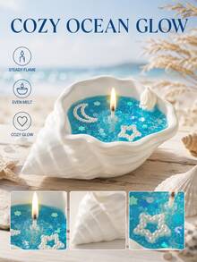 Shell Scented Candle, Ocean Style Decorative Candle, Pearl Star Shell Candle, Colorful Fragrance Candle, Suitable For Bedroom, Living Room, Bathroom Home Decor, Coastal Style Christmas Holiday Birthday Gift - Multi-fragrant - View 6