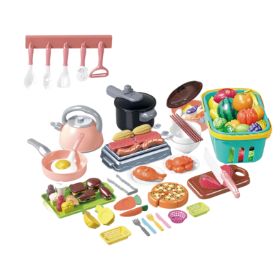Mini Kids Kitchen Playset Toys Set Suitable For 3-8 Years Old Boys Girls Girl Baby, Cooking Stir-Frying Cutting Fruit Vegetables Pretend Role Play, Realistic Tableware Kitchen Utensils Kitchenware Food Other Accessories