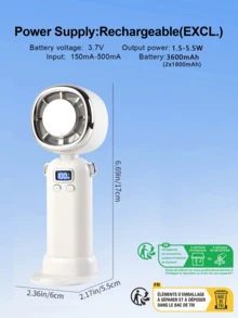 AOYI 可攜式折疊手持風扇，充電式手持風扇，100段風速與3600mAh電池，附掛繩，夏季旅行與度假必備冷卻配件，適用於戶外、日常通勤、運動、徒步、海灘、公寓 - 手持 - 查看 12