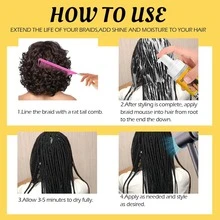 Goiple 2 Fl Oz Braid Styling Mousse - Long-Lasting Hold, Moisturizing & Shiny, Smooth Frizz, Suitable For Braids, Locks, Twists, Curls, Set Includes Tail Comb & Braid Bonnet - Clear - View 6