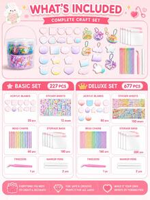 227/537/677件 Gukka 貼紙套裝，DIY 裝飾卡片組附收納盒，可愛剪貼簿用品，適合兒童、女孩、幼兒園禮物，開學第一天 - 彩色 - 查看 3