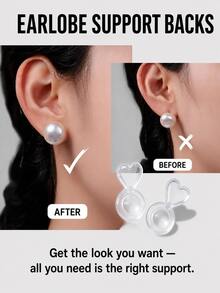 10/30/50pcs Heart-Shaped Silicone Earring Backs, Suitable For Heavy Earrings, Invisible Lift Support Pads, Prevent Ear Lobe Sagging, Secure Ear Studs And Dangle Earrings Lifter - Clear Heart Ear Backs - View 2
