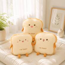 1pc Plush Bread Pillow Cushion, Cute Realistic Food Toast, Soft Plush Doll, Warm Hand Pillow, Backrest Cushion, Room Sofa Decoration, Birthday, Christmas, Halloween, Children's Gift, Thanksgiving, Valentine's Day, Gift For Girls - Multicolor - View 3