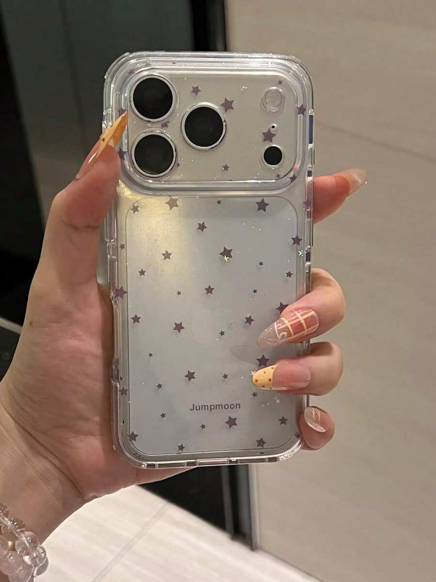新款 17 Pro Max 手機殼 17 Pro 保護殼,高級亮片星星設計,奢華時尚女款,16 Pro 14 15 全包防摔,極簡熱銷款 - 無色 - 查看 1