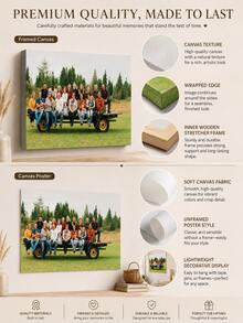 Customizable Wooden Frame Canvas Wall Art - Personalized Family Portraits And Action Photos, Framed Canvas Painting For Living Room Bedroom Home Office Decor - Multicolor - View 7