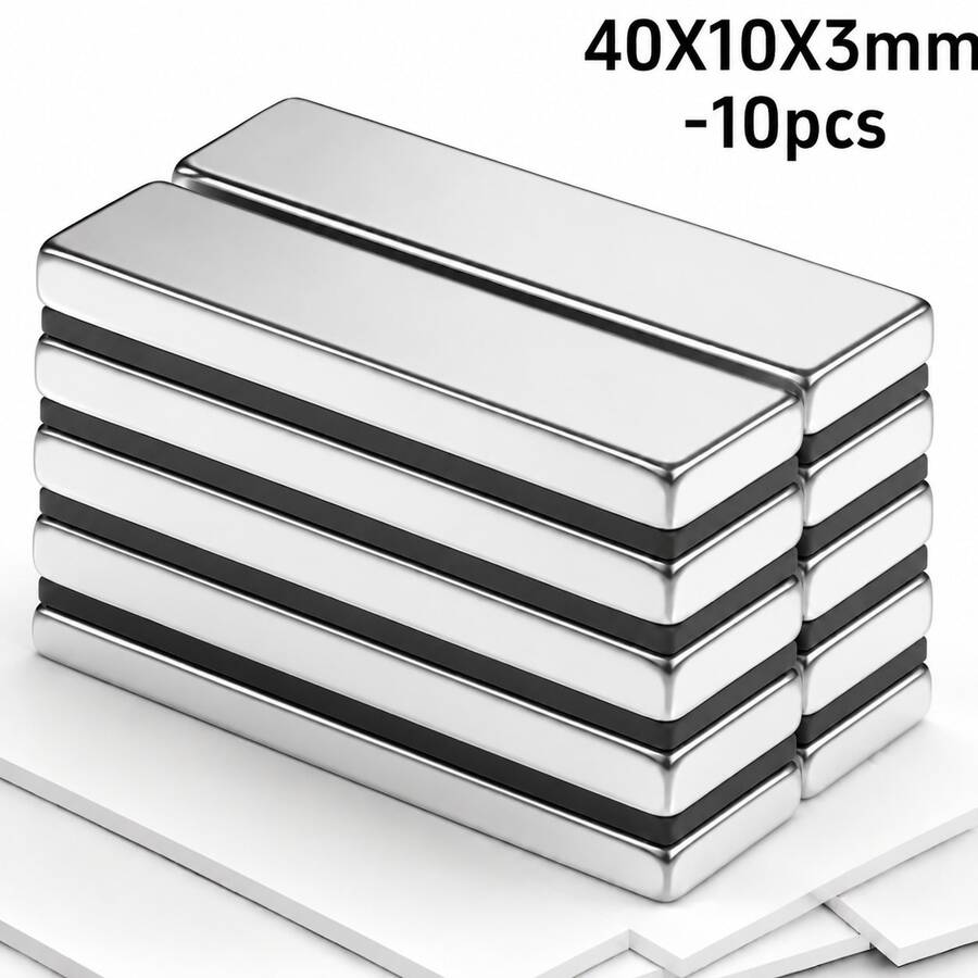 10 buah Magnet Batang Neodymium, 40x10x5mm, 30x10x5mm, Magnet Neodymium Tanah Jarang N35 dengan Perekat Dua Sisi, Sempurna, Cocok untuk Kantor, Kulkas, Dapur - 10 buah - View 1