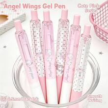 Bộ 4 bút mực trung tính dạng bấm có hộp, thiết kế cánh thiên thần và nơ, mực đen mượt, tính thẩm mỹ cao, phù hợp cho học sinh và luyện thi - nơ - Xem 3