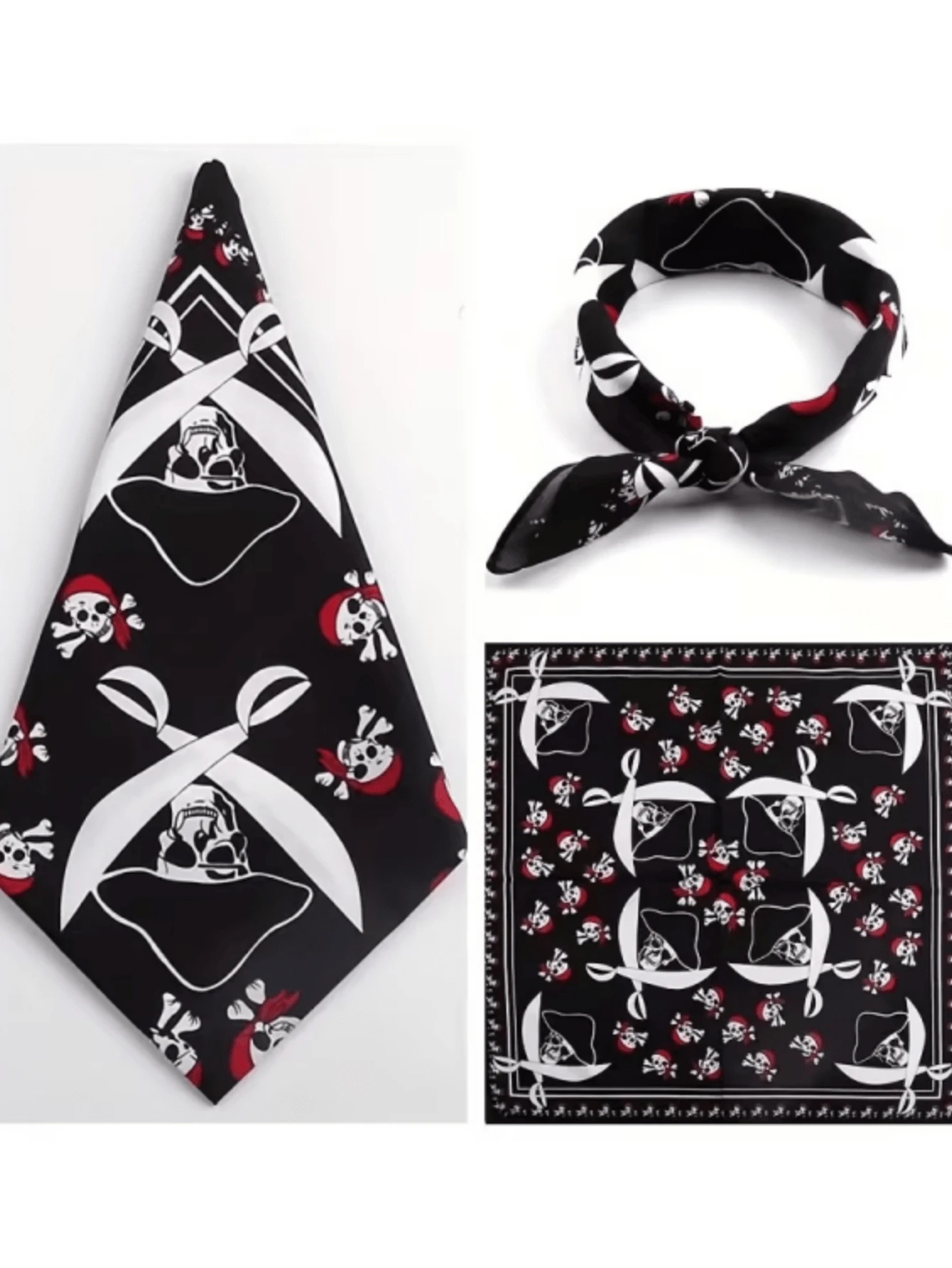 5pcs/3pcs/1pc Pirate Skull Bandana - Hip Hop Street Dance Headscarf For Pirate Costume Accessory - Unisex Motorcycle Riding Face Mask - Cycling, Hiking And Outdoor Sports Face Mask Headscarf - Multicolor - View 1