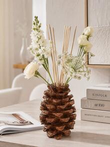 1 buah Vas Resin Kerucut Pinus Gaya Cottagecore, Vas Bunga & Diffuser Reed 2-in-1, Wadah Dekorasi Tekstur Cokelat Vintage untuk Kamar Tidur, Kamar Mandi, Ruang Tamu, Dekorasi Rumah, Hadiah - Botol diffuser berbentuk kerucut pinus - View 2