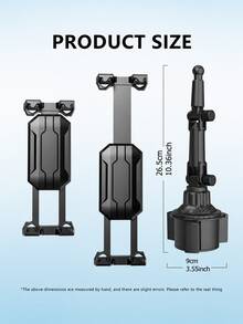 Universal Car Cup Holder Phone & Tablet Mount, Telescopic Rotating Cup Slot Navigation Stand With Spring Tension Clip, Anti-Slip & Anti-Vibration, Compatible With Smartphones, GPS And Tablets Up To 12 Inches, Car Interior Accessory - Cup Holder Bracket - View 9