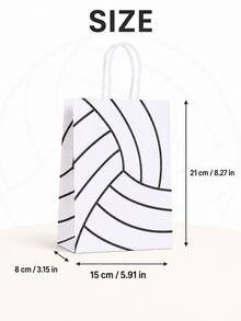 6pcs Volleyball Gift Bags With Handles, Sports Ball Pattern Packaging, Suitable For Birthday, Team Celebration, Competition, School Event, Shopping, Gift Wrapping, Party Favors And Sports Gift Supplies - Multicolor - View 6