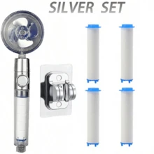 Turbo Wind Shower Head Set With 4 Replacement Filter Cartridges, High Pressure Filtration Handheld Shower Head, Water-Saving Bathroom Shower Accessory, Suitable For Home, Dorm, Apartment - Multiple Styles - View 11