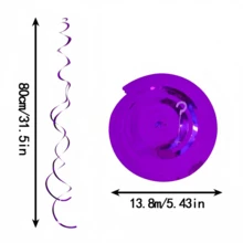 18pcs Shiny Purple Hanging Spiral Decorations, Foil-Like Plastic Swirl Garland, Suitable For Birthday, Wedding, Bridal Shower, Baptism, New Year And Party, Room, Ceiling And Wall Decoration, Party Supplies, Halloween Decoration And Christmas Decoration - Multiple Styles - View 7