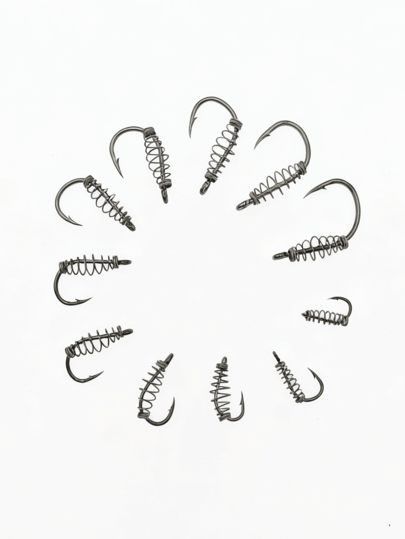 10pcs/Box Silver Spring Ise-Ni Fish Hooks, High Carbon Steel Barbed Single Hooks For Wild Fishing Carp And Grass Carp