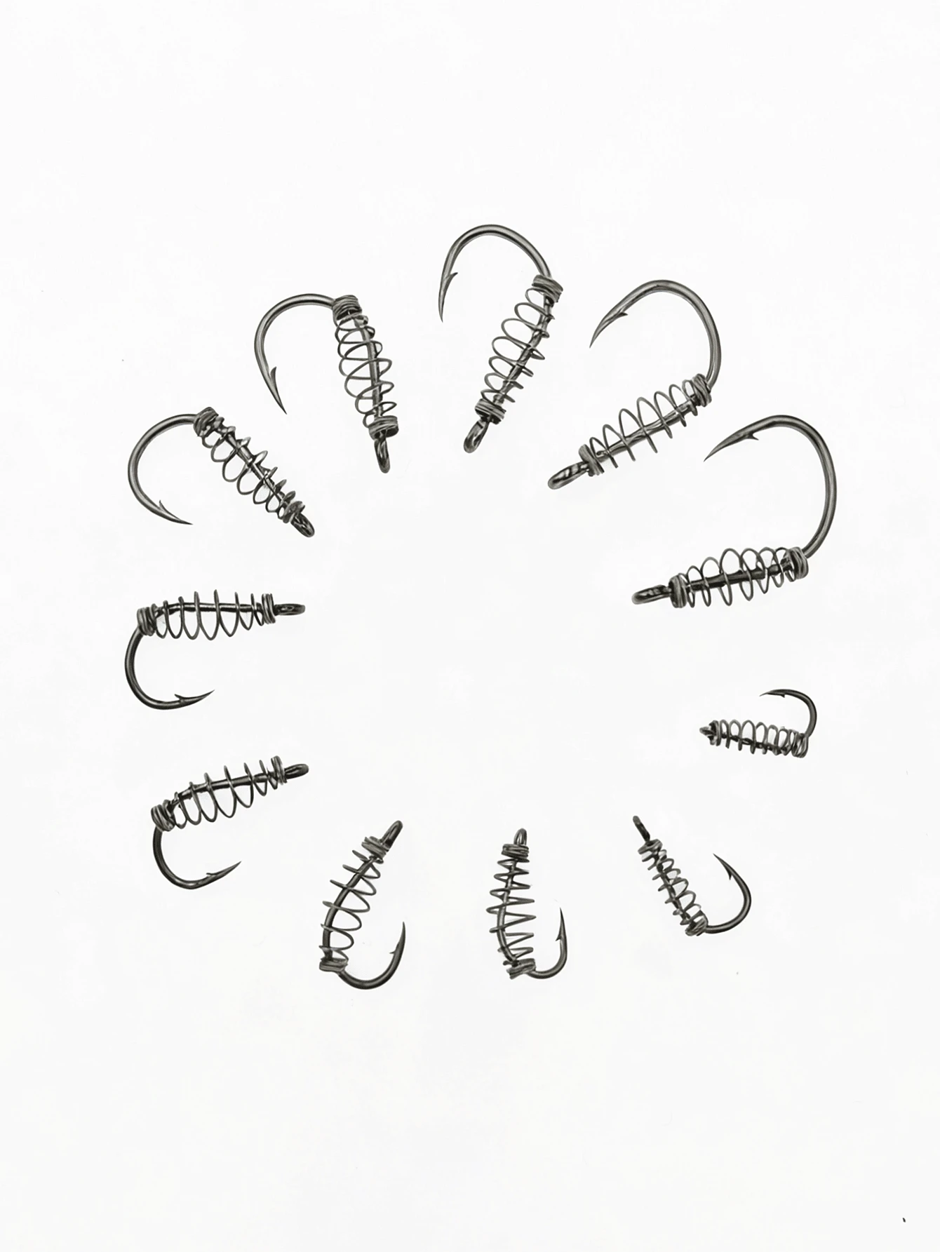 10pcs/Box Silver Spring Ise-Ni Fish Hooks, High Carbon Steel Barbed Single Hooks For Wild Fishing Carp And Grass Carp - Silver - View 1
