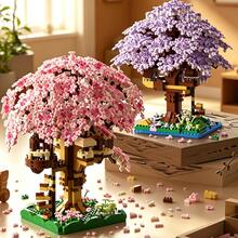 Cherry Blossom Tree House Building Blocks Set, Large Scenery Architecture Model, DIY Assembly Desktop Decor Ornament, Premium Collectible Gift For Building Enthusiasts - Multicolor - View 10